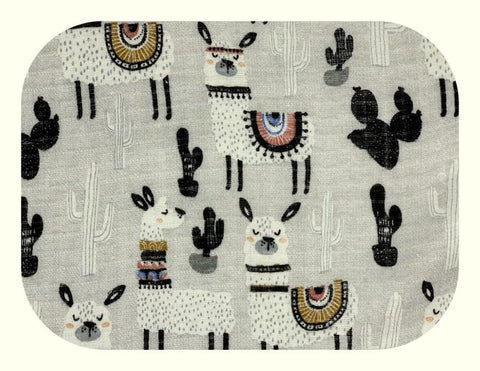 Gray 100% Cotton Baby Swaddle with Lama - Pielucha | SSN-030