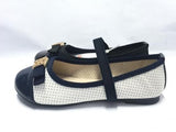 Girl's White Flats with Golden Detail | D05D-1-1-W