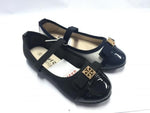 Girl's Black Flats with Golden Detail | D05D-1-1-BL