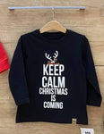 MIMI Boys' Long Sleeved Black Shirt with Christmas Keep Calm | S-109