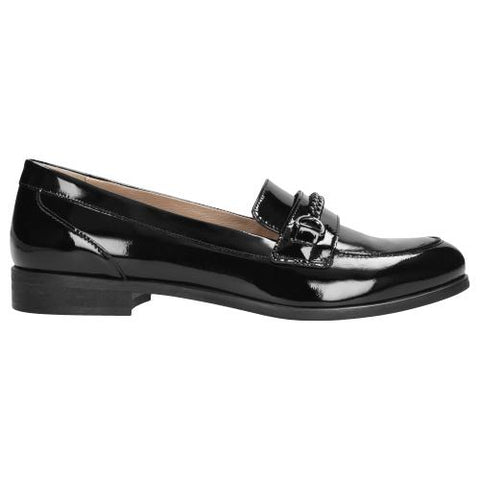 Wojas Women's Classic Black Patent Leather Loafers with Chain | 4601231