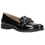 Wojas Women's Classic Black Patent Leather Loafers with Chain | 4601231