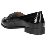 Wojas Women's Classic Black Patent Leather Loafers with Chain | 4601231