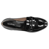 Wojas Women's Classic Black Patent Leather Loafers with Chain | 4601231