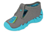 Befado Dark Gray School Slippers with Dinosaur Patch SPEEDY | 110P441