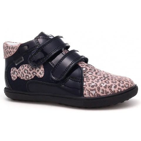 Bartek Girls' Navy Blue-Leopard Prophylactic Leather Ankle Sneakers | 11703-0-91E