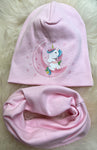 Spring Beanie and Tube Scarf Set with Unicorn Print | HAL-69