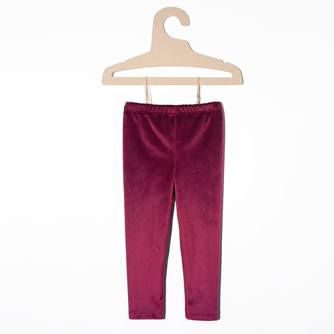 Burgundy Velour Leggings with Bow on Back | HL-01