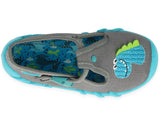 Befado Dark Gray School Slippers with Dinosaur Patch SPEEDY | 110P441