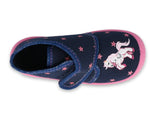 Befado Dark Blue and Pink School Slippers with Ponny Embroidery | 538P015