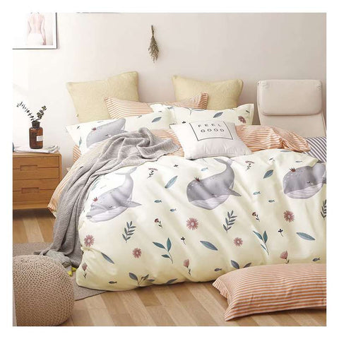 White and Cream Double-Sided Duvet Set + / - QUEEN SIZE | PBC-684