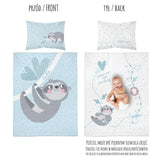 100% Cotton Kids' Double-Sided Duvet Set with Sloth - 100 x 135 cm | PPG-025