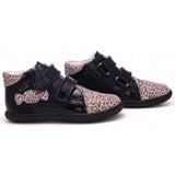 Bartek Girls' Navy Blue-Leopard Prophylactic Leather Ankle Sneakers | 11703-0-91E