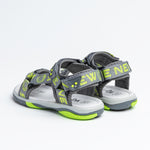 Wojtyłko Boys' Gray-Lime Open-toe Sport Sandals | 3S40821-DBGR