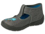 Befado Dark Gray School Slippers with Dinosaur HONEY | 531P098