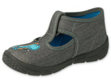 Befado Dark Gray School Slippers with Dinosaur HONEY | 531P098