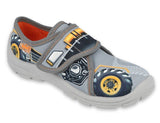 Befado Gray School Slippers with Car Print | 009X015