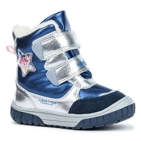 Wojtyłko Girls' Blue and Silver Waterproof Snow Boots | 3Z23030-B