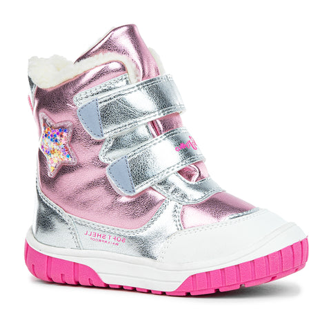 Wojtyłko Girls' Pink and Silver Waterproof Snow Boots | 3Z23030-P
