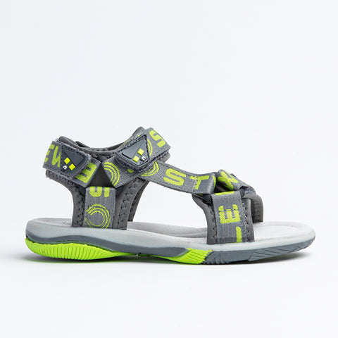 Wojtyłko Boys' Gray-Lime Open-toe Sport Sandals | 3S40821-DBGR