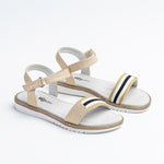 Wojtyłko Big Girls' Golden Open-toe Sandals with Stripes | 5S1149-GO