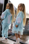 Girls' Light Blue Slip Petticoat Dress with Tulle | Q-013