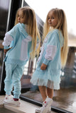 Girls' Light Blue Slip Petticoat Dress with Tulle | Q-013