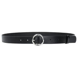 Wojas Women's Black Leather Belt With Round Buckle | 9973-51