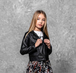 Girl's Black Eco Leather Biker Jacket | S-52