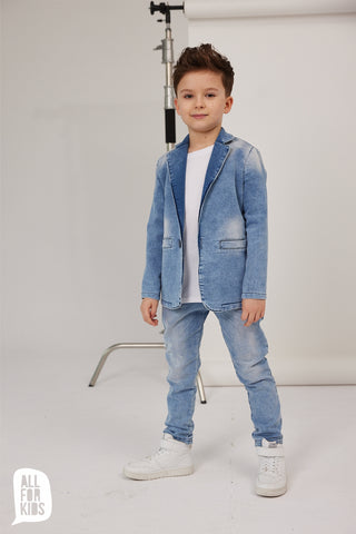 All For Kids Boys' Blue Jeans Blazer | S-151