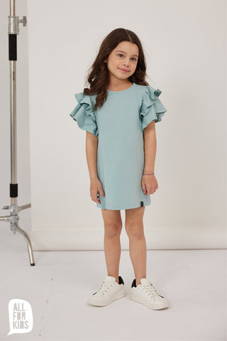 All For Kids Girls' Mint Ruffled Tunic Dress | S-150