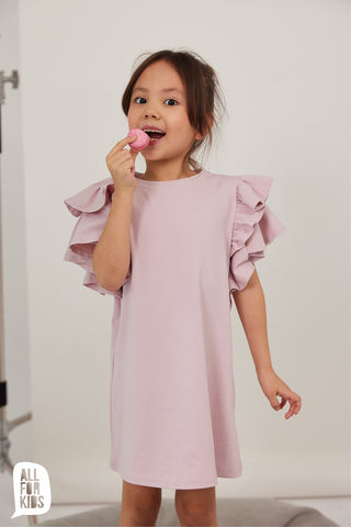 All For Kids Girls' Pink Ruffled Tunic Dress | S-150-P