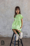 Girls' Light Green Tunic Dress with Pocket | S-138