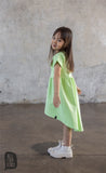 Girls' Light Green Tunic Dress with Pocket | S-138