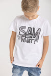 Boys' White T-shirt with "Say what?" Print | S-134