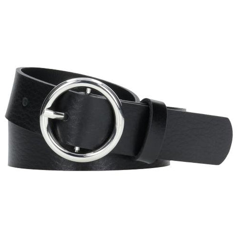 Wojas Women's Black Leather Belt With Round Buckle | 9973-51