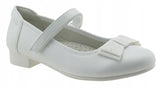 Girls' White Flats with Bow | DB159WHITE