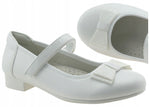 Girls' White Flats with Bow | DB159WHITE