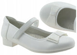 Girls' White Flats with Bow | DB159WHITE