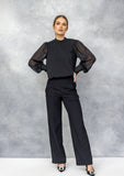 Women's Black Shirt with Transparent Sleeves | BPC-04-A