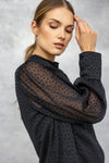 Women's Black Shirt with Transparent Sleeves | BPC-04-A