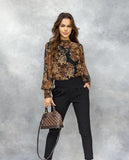 Women's Black Elegant Shirt with Floral Pattern | BPC-03-A