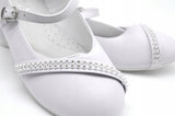 Girls' White Communion Flats with Straps | 282/23