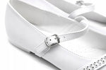 Girls' White Communion Flats with Straps | 282/23