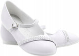 Girls' White Communion Flats with Straps | 282/23