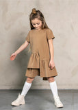 Girls' Cappuccino Asymmetric Jeans Dress | S-63
