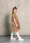 Girls' Cappuccino Asymmetric Jeans Dress | S-63
