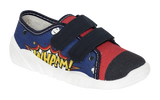 Dark Blue and Red Graphic School Slippers | CEZAR-DB
