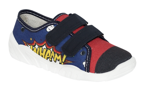 Dark Blue and Red Graphic School Slippers | CEZAR-DB