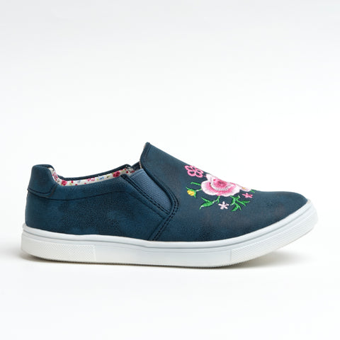 Wojtyłko Girls' Navy Blue Floral Sneakers | 3BA1039-DB